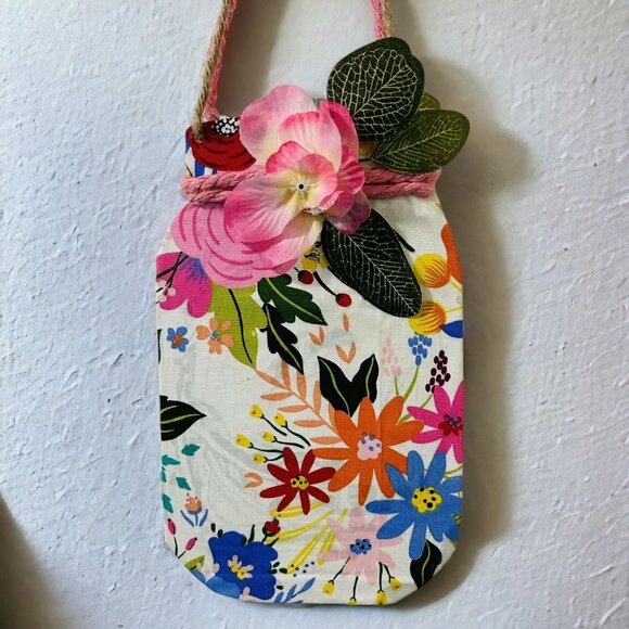 Mason Jar Hanging Wall Decor (Floral with pink flowers) - Picture 2 of 5
